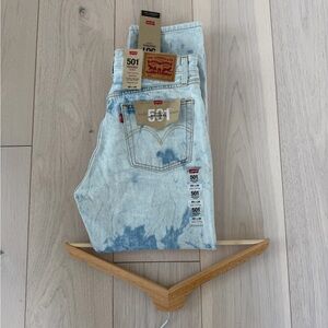 [Levi's] 501 Original Fit Cropped High Rise 100% Cotton Light Blue Jeans